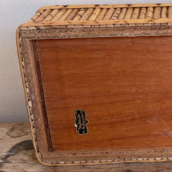 TIKI BAR BAMBOO WASTE CAN & TISSUE BOX COVER SET Vtg 50s-60’s Mid-Century RARE!! - Picture 13 of 13